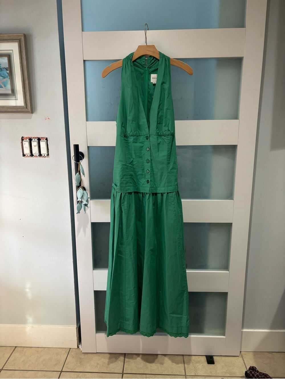 Maeve Green Halter Midi Dress drop waist - Picture 4 of 8